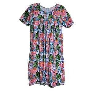 Vermont Country Store Patio House Dress Muu Muu Size XL Tropical Floral Cotton
